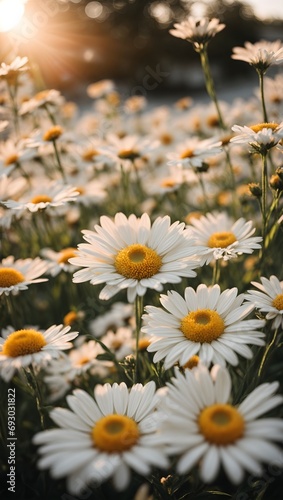 white daisy in bloom during sunset ai generated