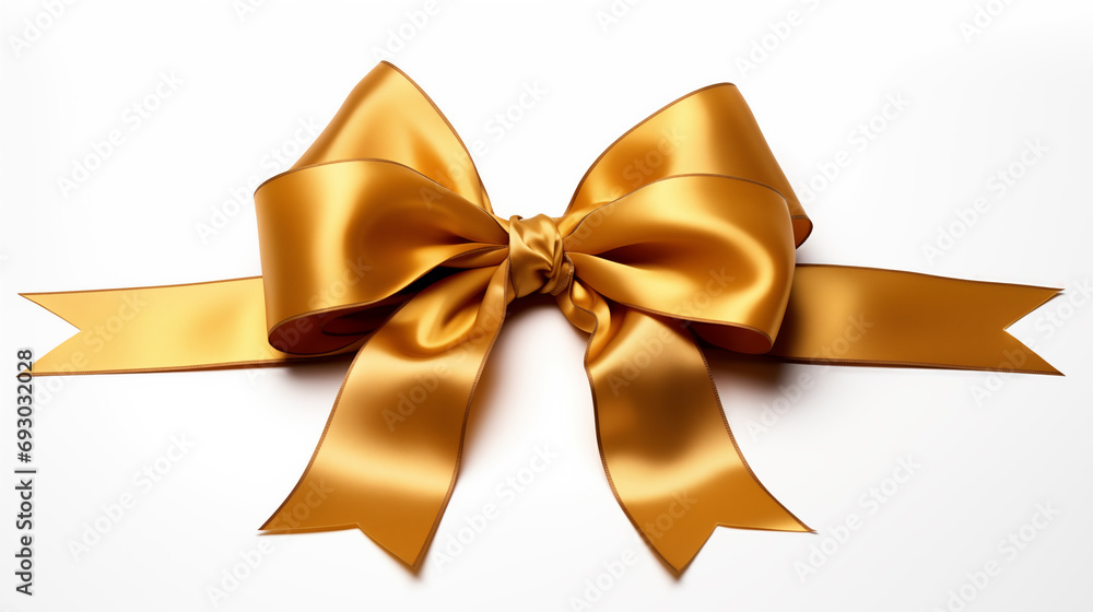 Golden ribbon and bow isolated on white background Golden ribbon and bow isolated on white background
