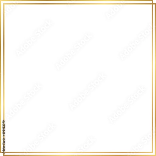 Square gold frame with double line, border social post, banner,ad, card, svg, cutout, isolated.
