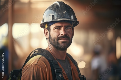 Portrait Of Focused Construction Worker in Industrial Setting © ChaoticMind