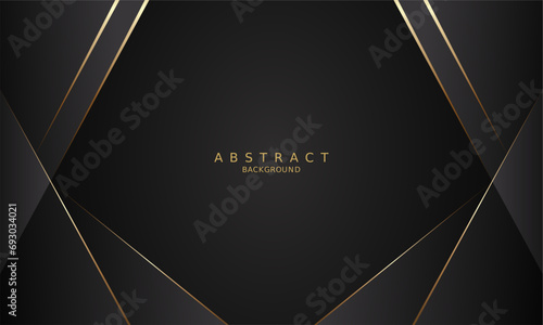 dark black luxury premium background and gold line. photo