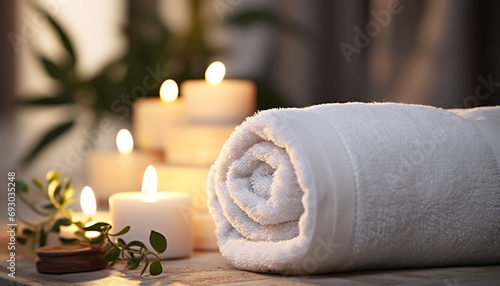 Luxury spa treatment, candlelight, relaxation, wellbeing, freshness generated by AI