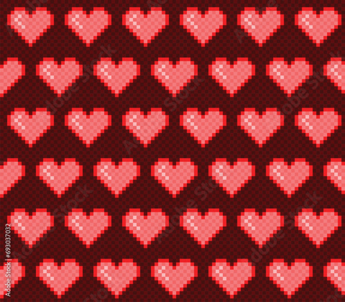 The seamless red background with hearts.