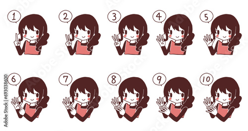 主婦の番号イラストセット