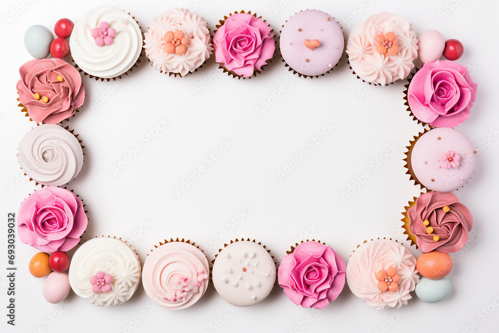 frame made of Cupcakes white background