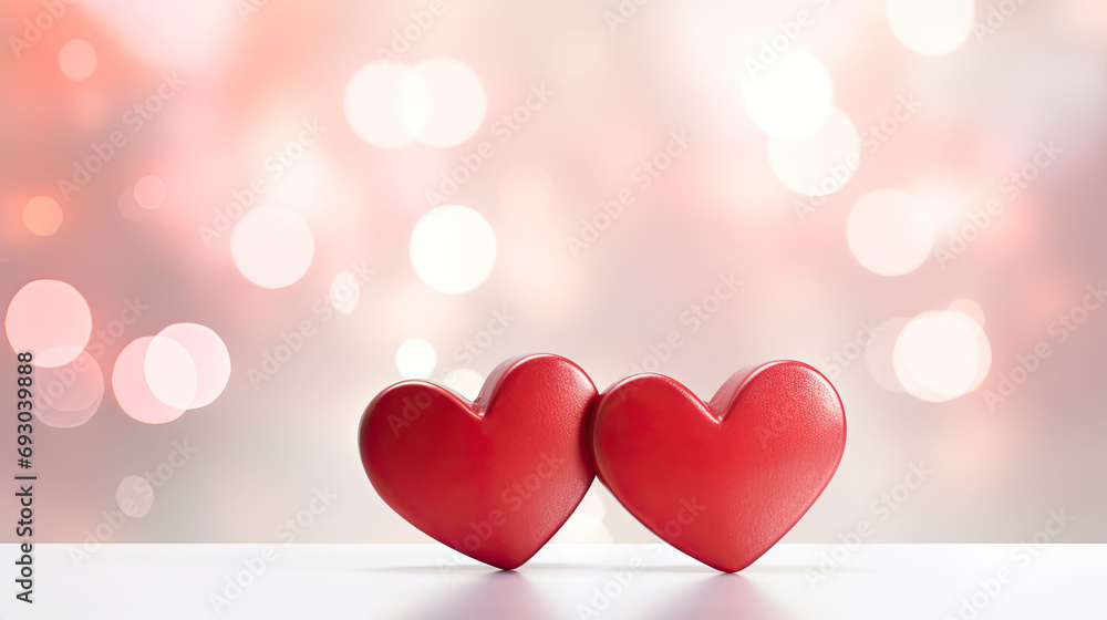 Beautiful background for Valentine's Day, hearts on background with lights in bokeh style