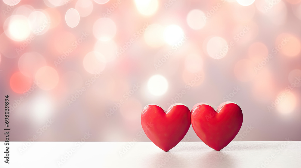 Beautiful background for Valentine's Day, hearts on background with lights in bokeh style Beautiful background for Valentine's Day, hearts on background with lights in bokeh style