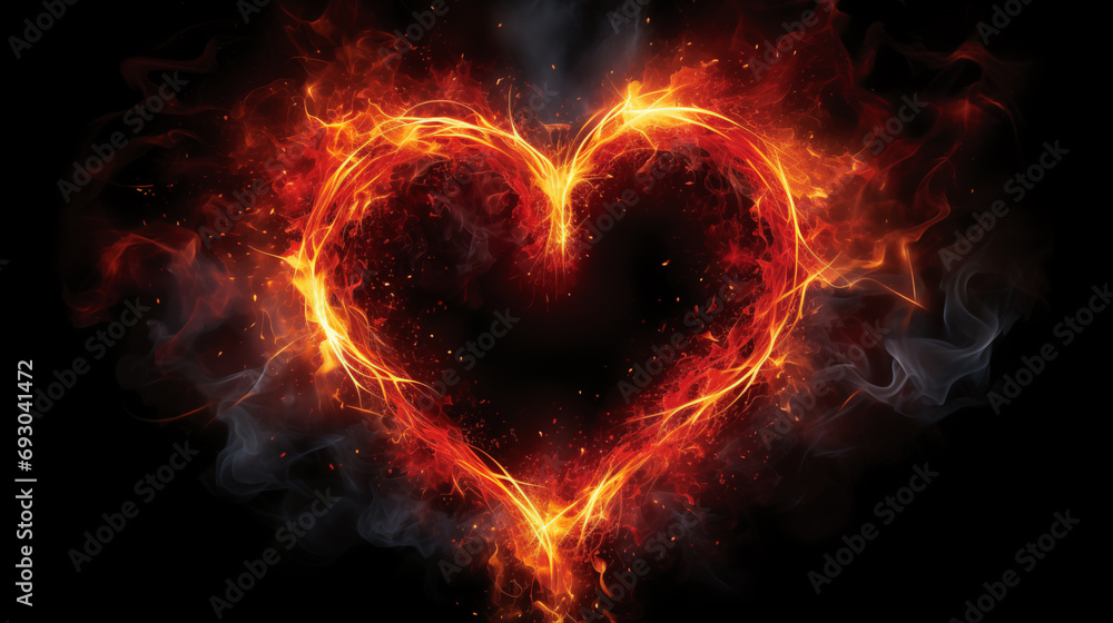 Fiery Heart Engulfed in Flames