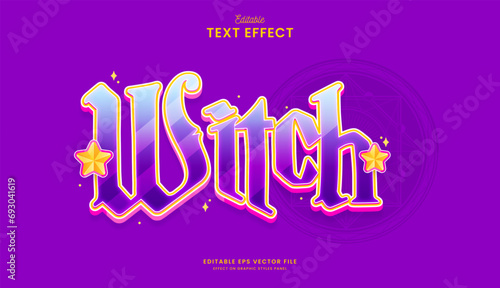 decorative editable colorful witch text effect vector design