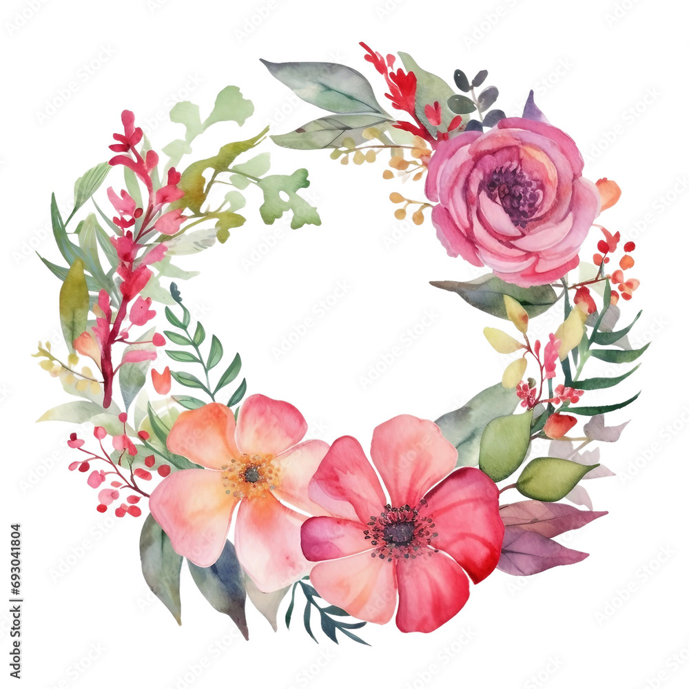 Beautiful pink flowers frame on transparent background. Transparent background.