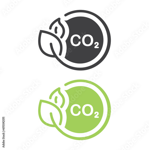 CO2 neutral green floral flat sticker.