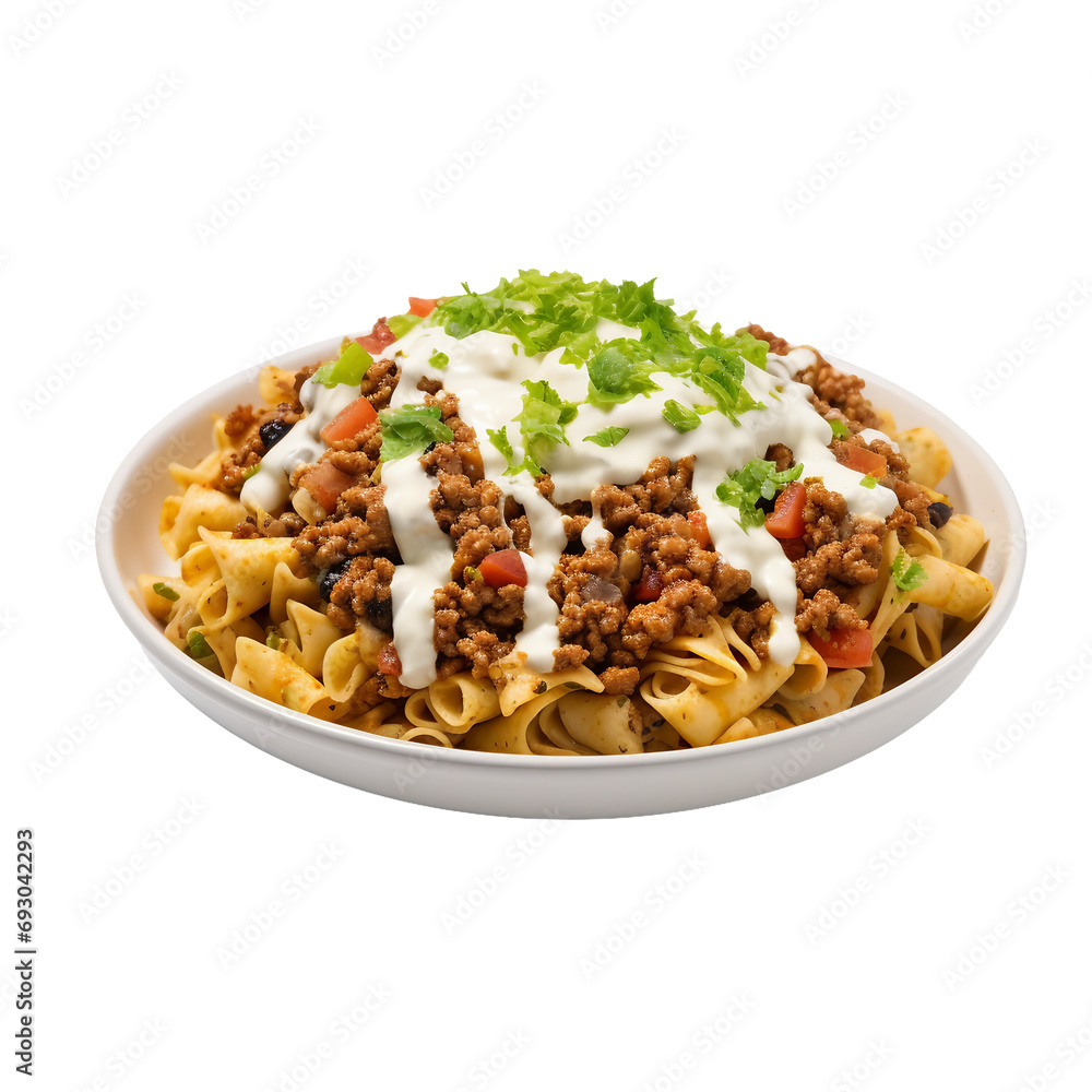 Isolated Taco Pasta White on a transparent background