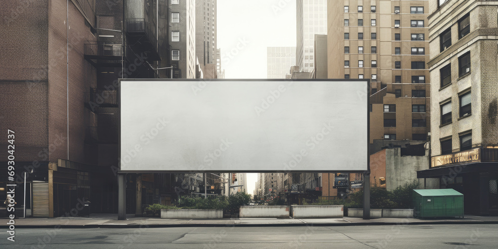 A billboard in the city, ready for advertising and displaying information. - obrazy, fototapety, plakaty 