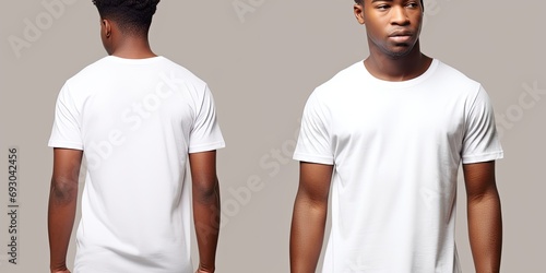 An advertisement collage featuring a trendy African man in stylish T-shirts, exuding confidence and positivity. photo