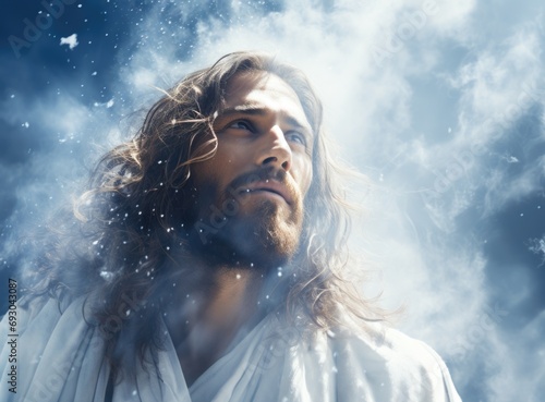 Divine presence: contemplating the life and teachings of Jesus Christ, the compassionate figure whose legacy resonates through time, embodying love, grace, and spiritual enlightenment. photo