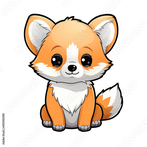 Colorful illustration of a fox isolated on white background.