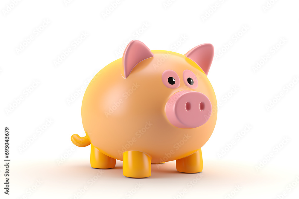 Cheerful Piggy Bank Illustration, Soft Pop Style Cheerful Piggy Bank Illustration, Soft Pop Style