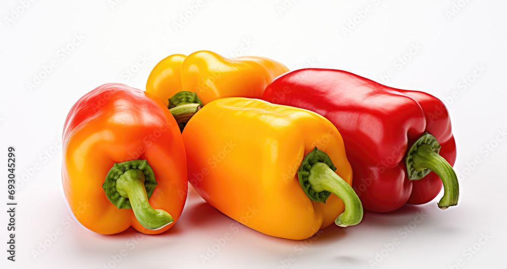 Peppers on white background, photo-realistic hyperbole Peppers on white background, photo-realistic hyperbole