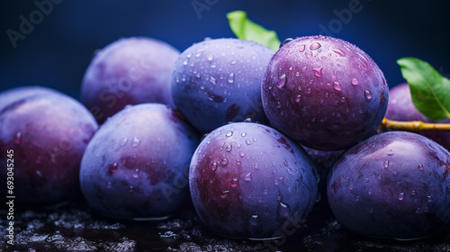A clear image of some fresh, helthy & testy plum blue fruits, completely filled background © MrOwlCreatives