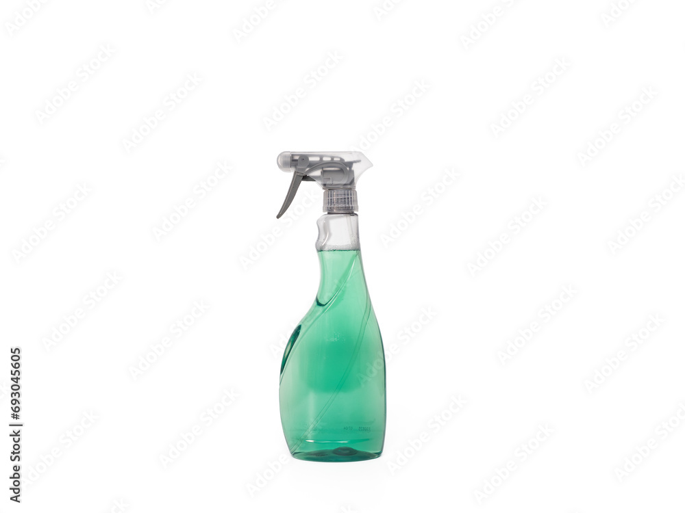 Plastic bottle with cleaning products. Spray bottle of cleaning product on a white background. Plastic bottle with cleaning products. Spray bottle of cleaning product on a white background.