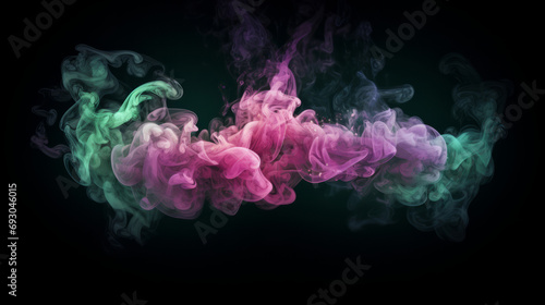A group of colored smokes on a black background