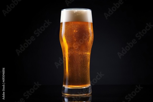 Classic Beer Glass on Elegant Black Background for Bar or Brewery Advertisement