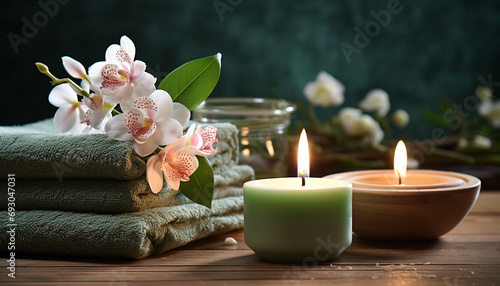 Relaxation and pampering with candlelight and aromatherapy generated by AI