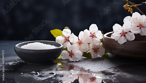 Freshness and beauty in nature, flower petal bowl generated by AI