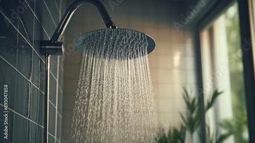 A shower head with water coming out of it photo