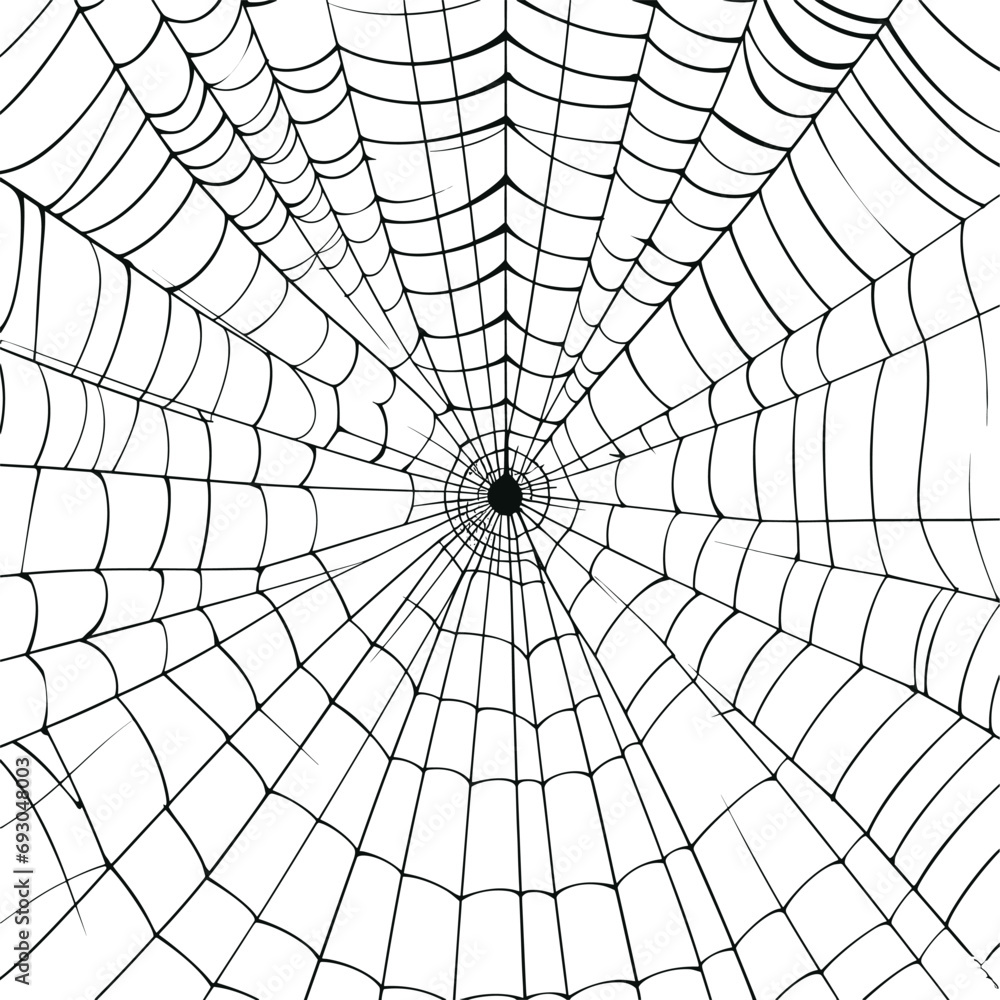 Obraz premium Spider web black silhouette icon on white background. AI generated illustration.