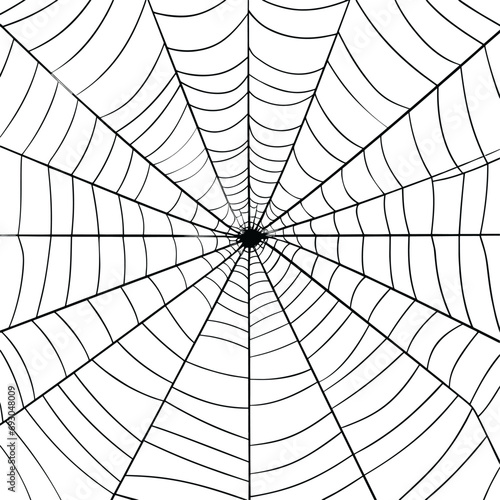 Spider web black silhouette icon on white background. AI generated illustration. photo