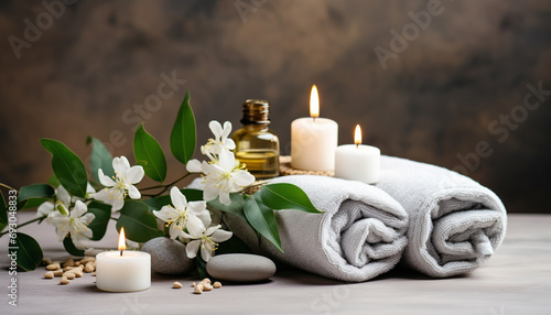 Relaxation and harmony in a scented candlelight spa generated by AI