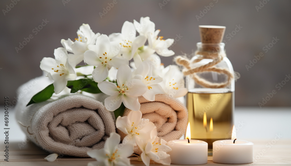 Relaxation and pampering in a scented spa generated by AI Relaxation and pampering in a scented spa generated by AI