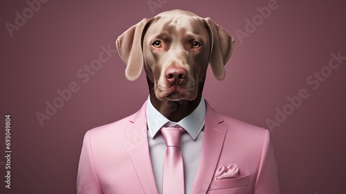 An impressive and professional-looking dog in modern business attire, emanating a cool and stylish vibe. © Matthew