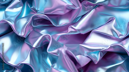 Iridescent fabric texture with soft folds, abstract background