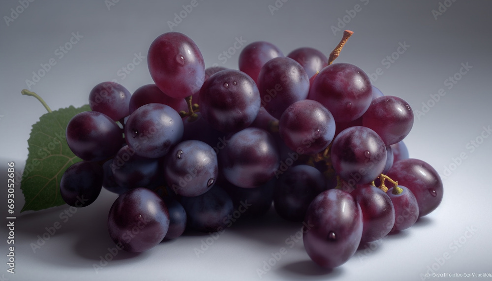 Juicy purple grape bunch, fresh from nature organic growth generated by AI Juicy purple grape bunch, fresh from nature organic growth generated by AI