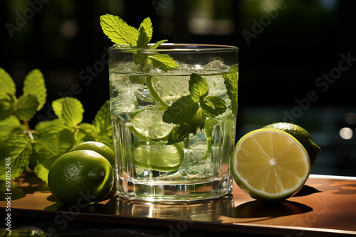 Wallpaper Mural Mojito Bliss: Refreshing Lime and Mint Cocktail on Ice Torontodigital.ca