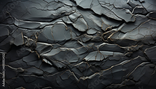 Abstract nature pattern on rough black stone wall generated by AI