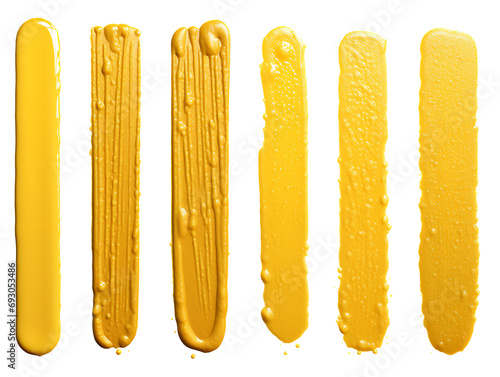 Artistic Array of Mustard Lines, isolated on a transparent or white background