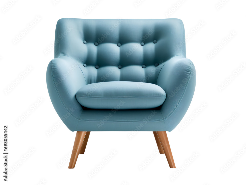 Sleek Modern Blue Armchair, isolated on a transparent or white background Sleek Modern Blue Armchair, isolated on a transparent or white background