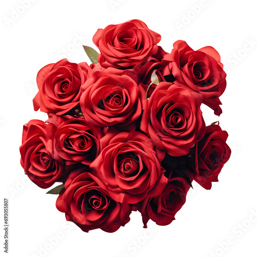 bouquet of red roses isolated on transparent background Generative AI