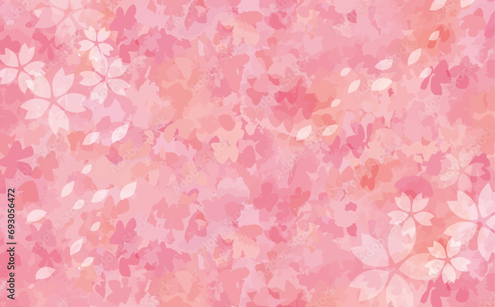 手描きで描いた桜の花の背景用イラスト素材