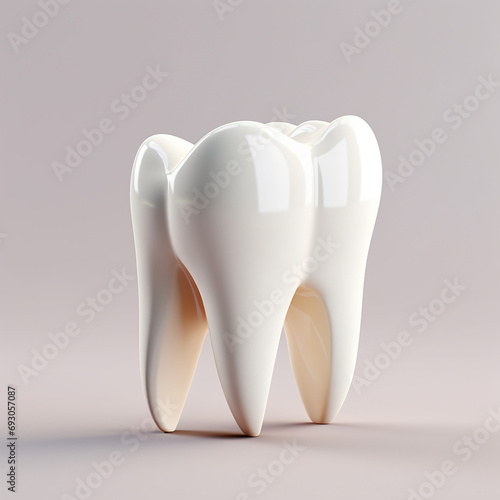 Elegant and shiny tooth logo on creme color background