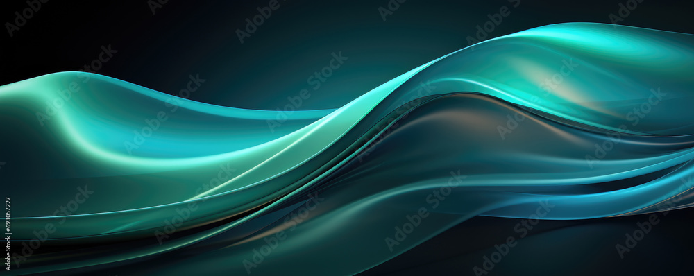 Fototapeta premium Abstract modern background, shiny turquoise wave.