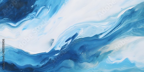 Closeup of abstract rough blue white gold art painting texture © Jing