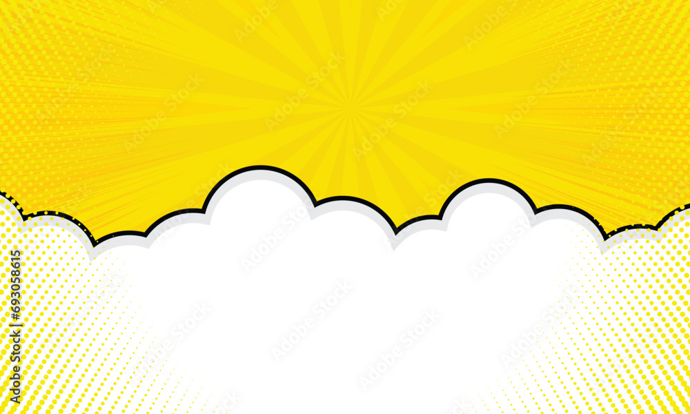Fototapeta premium Yellow comic background with cloud cartoon
