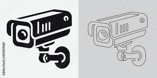 Set of security or surveillance camera icons. CCTV camera icon, Vector Graphics. Wireless security camera icon. Black icon illustration for CCTV camera isolated on white background