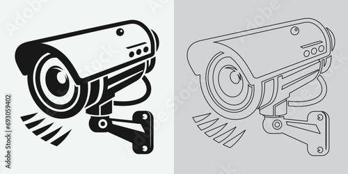 Set of security or surveillance camera icons. CCTV camera icon, Vector Graphics. Wireless security camera icon. Black icon illustration for CCTV camera isolated on white background
