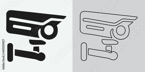Set of security or surveillance camera icons. CCTV camera icon, Vector Graphics. Wireless security camera icon. Black icon illustration for CCTV camera isolated on white background