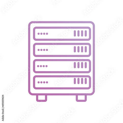 server rack icon with white background vector stock illustration